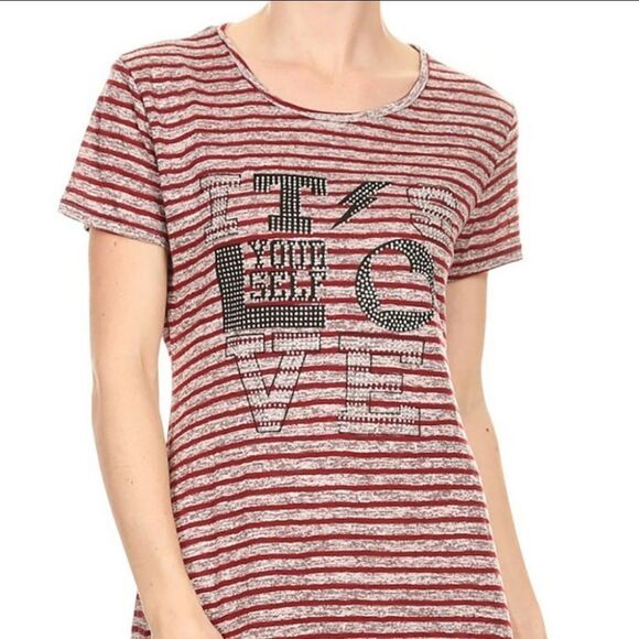 NEW It's love yourself dress/loungewear/ pajamas red gray large xl - Picture 1 of 9